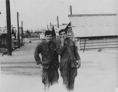 Johnny Hebel (left) with a friend at an unknown location in Vietnam between 1968-1969. (Photo provided by Josephine La Pelusa)