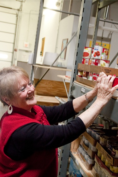 Sun City resident Diane Flanagan of Neighborhood 17 has been a Grafton Township Food Pantry volunteer for three years. (Photo by Chris LaPelusa/Sun Day)