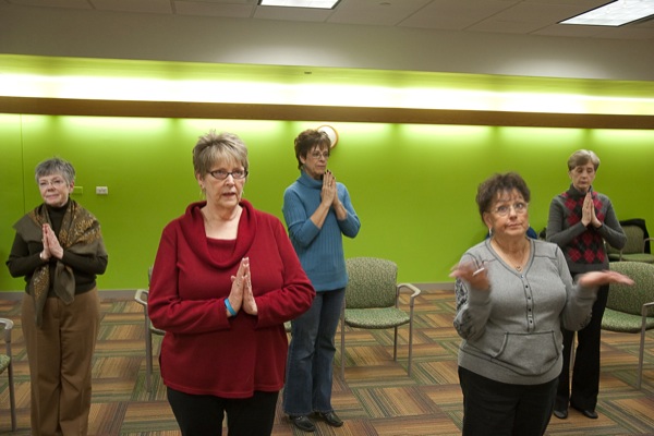 Nunsense “leading ladies” (left to right) Marie Sieker, Gail Patterson, Deb DeMarco, Carol Finckle, and Diane Scott rehearse the show’s opening scenes at a recent rehearsal in Meadow View Lodge. These Sisters of Hoboken comprise almost the entire cast and have the challenge of bringing this sensational hit to life in Sun City. (Photo by Chris LaPelusa/Sun Day)