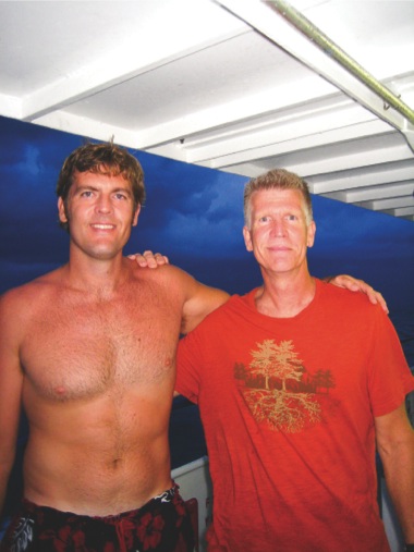 Wozniak (right) joined his son, senior aquarist for the Shedd Aquarium, to collect exotic fish. The trip was given to him as a birthday present.