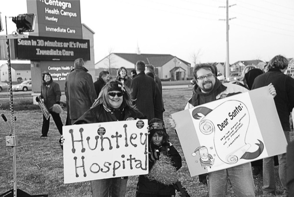 Huntley and area residents gathered at Centegra Health Bridge Fitness Center on Friday, December 2 show their support for Centegra Hospital Huntley. (Photo provided)