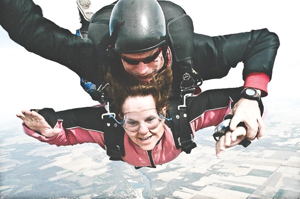 Kay Winkelhake received this picture of her skydiving experience to keep as a memento. (Photo provided)