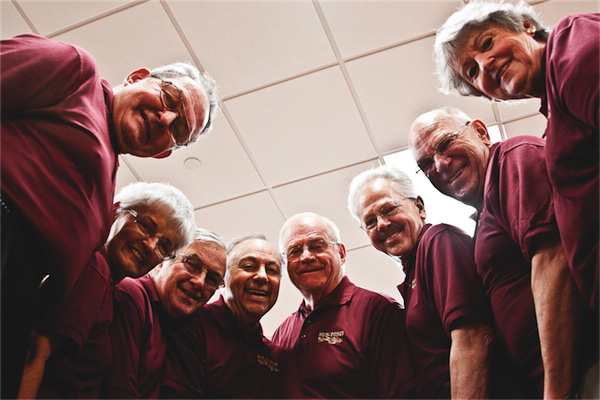 Sun Tones gather in a semi-circle at a recent rehearsal and pipe out smooth music from the heart. (Photo by Chris LaPelusa/Sun Day)