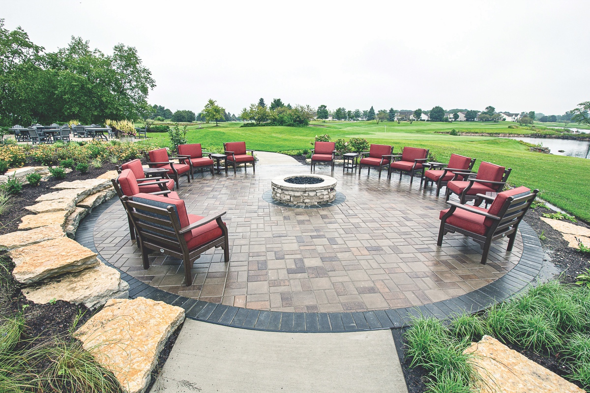 Starting September 5, Sun City will have a new gathering place located just outside the lodge and overlooking the golf course. The fire pit is four feet in diameter and seats twelve with additional seating available. (Photo by Tony Pratt/Sun Day)