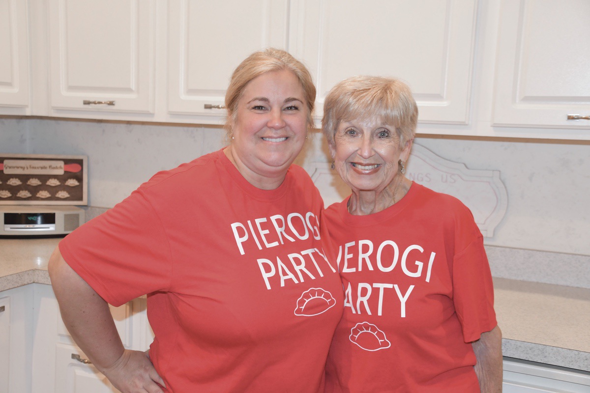 Pierogi party hosts Jennifer Jacobsen (L) and Theresa Bigos. (Photo by Christine Such/My Sun Day News)