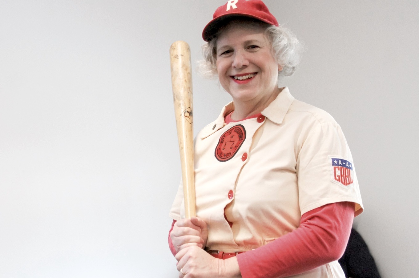 AAGPBL reenactor and presenter Rebecca Tulloch. (Photo by Steve Peterson/My Sun Day News)